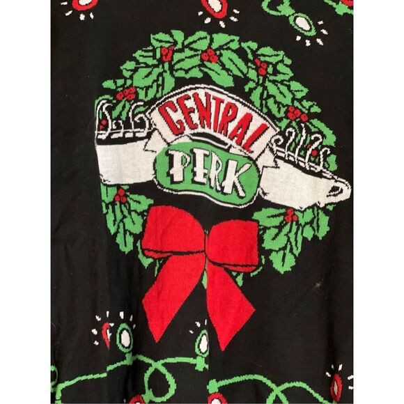 Ugly Christmas Sweater Adult XXL FRIENDS CENTRAL PERK Festive Fun Wreath Lights - Picture 2 of 3